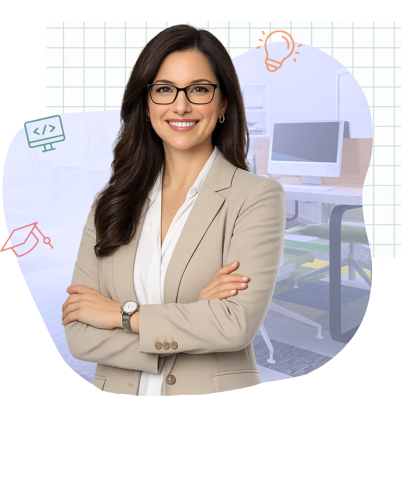 Teacher holding a classroom technology curriculum
