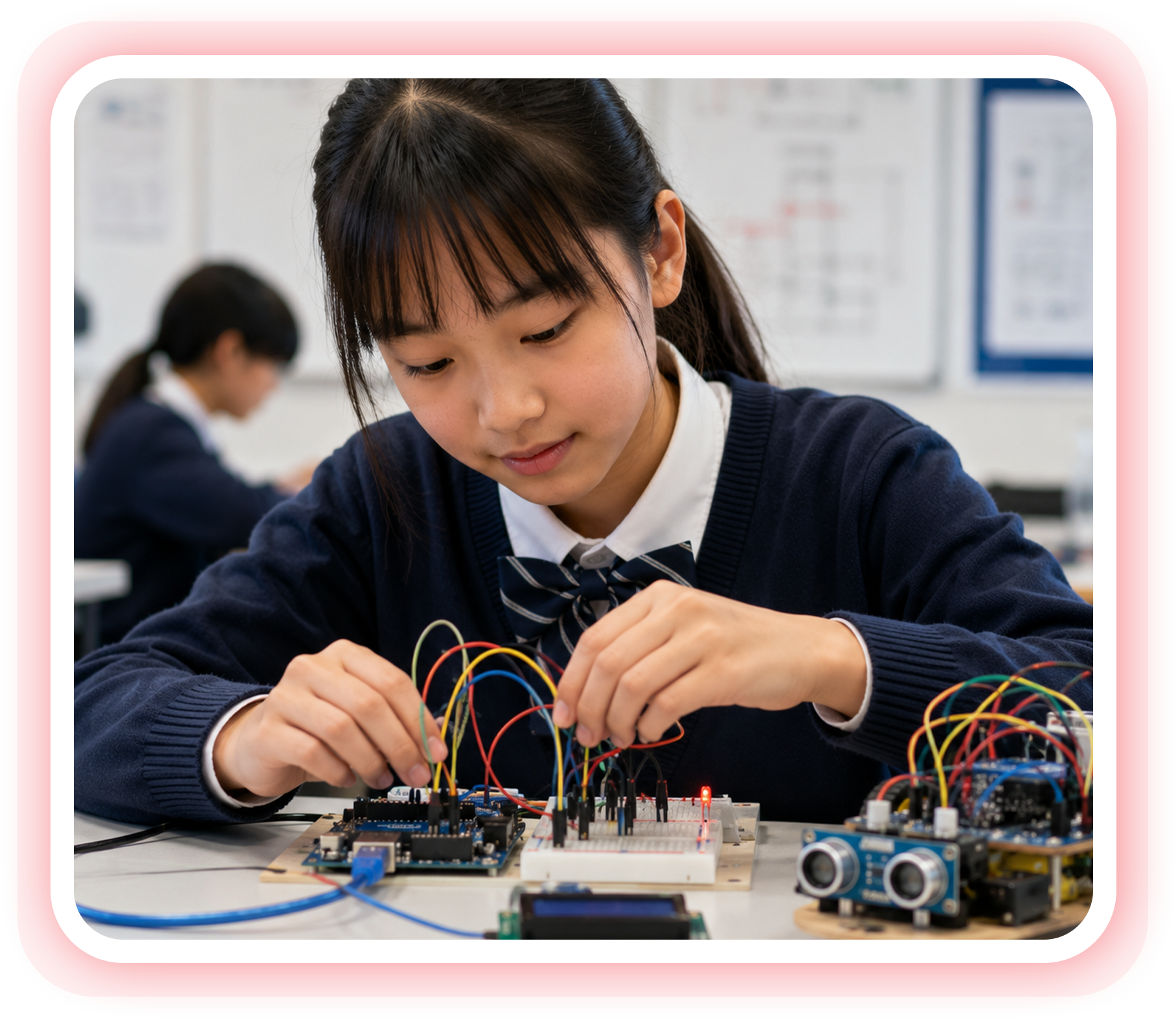 Student prototyping circuits and robotics projects in Protolab