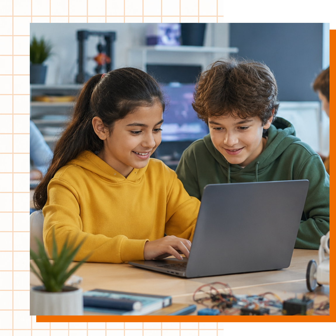 Students collaborating on an artificial intelligence project