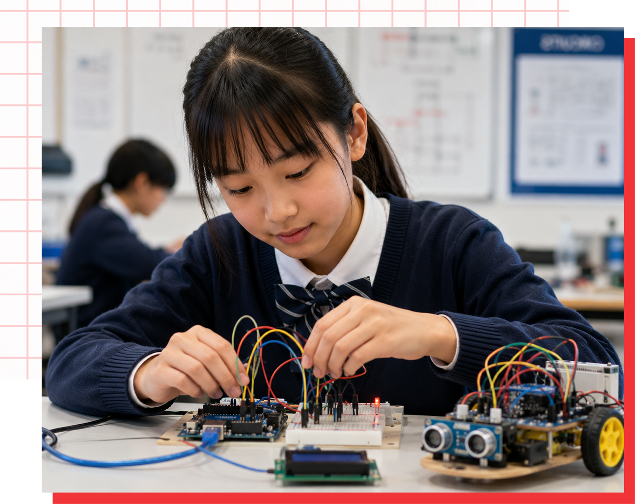 Student prototyping circuits and robotics projects in Protolab
