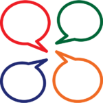 four call out bubbles, classroom debate icon